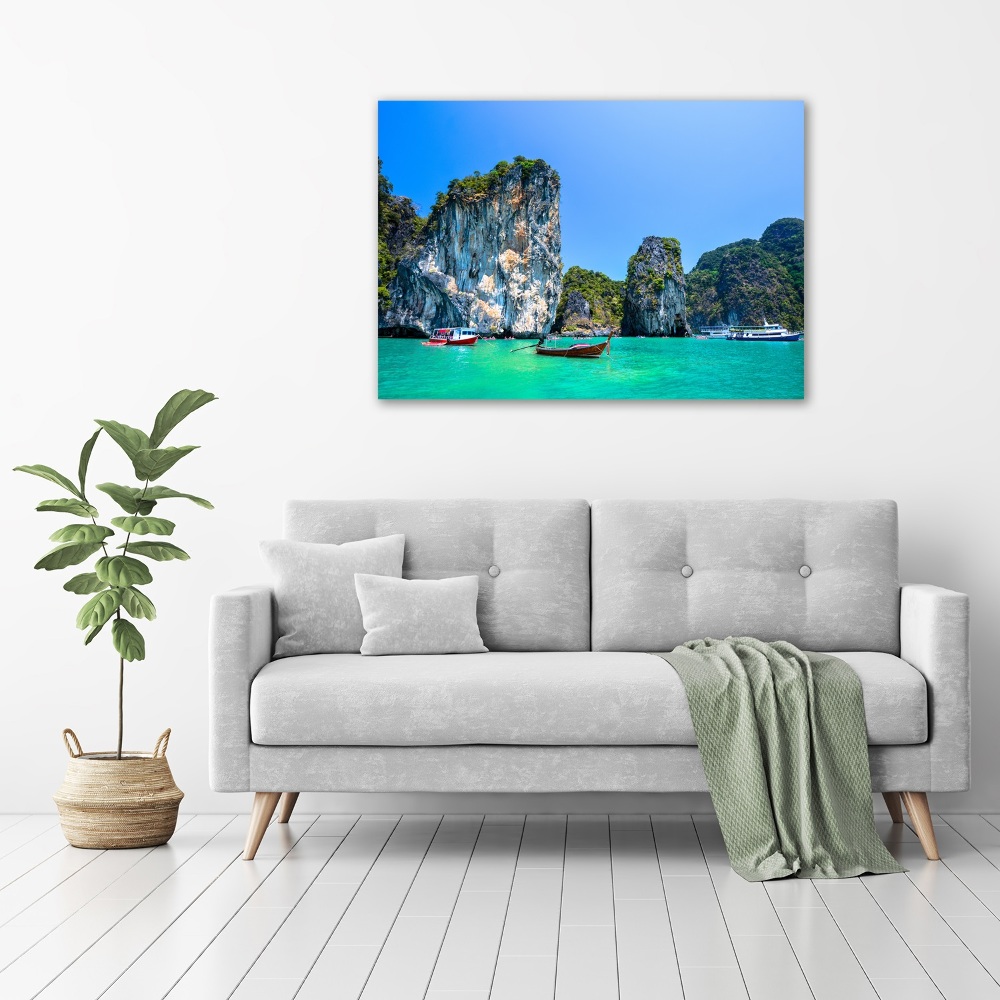 Tableau acrylique Bateaux Thaïlande