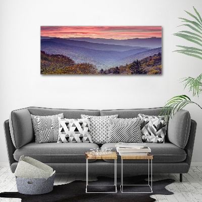 Acrylique tableau Coucher de soleil sur les montagnes