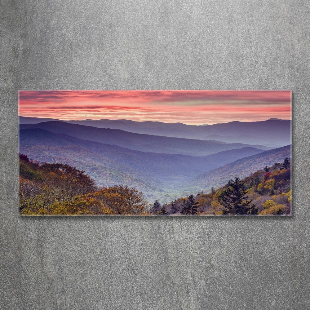 Acrylique tableau Coucher de soleil sur les montagnes