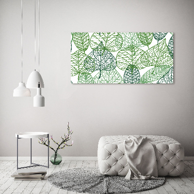 Tableau sur verre acrylique Motif des feuilles vertes