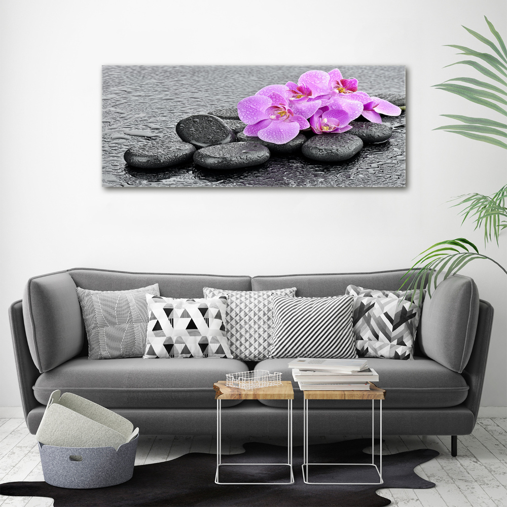 Tableau en acrylique Orchidées Pierres