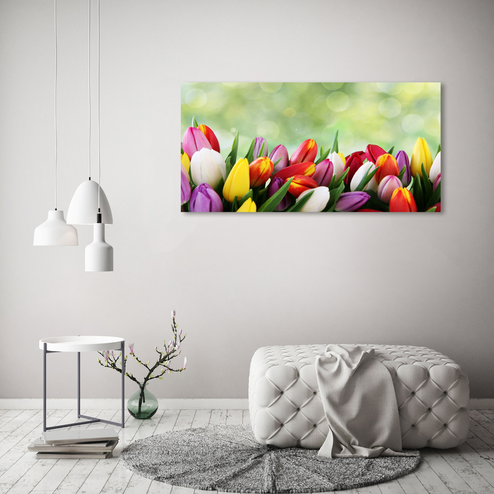 Tableau acrylique Tulipes colorées