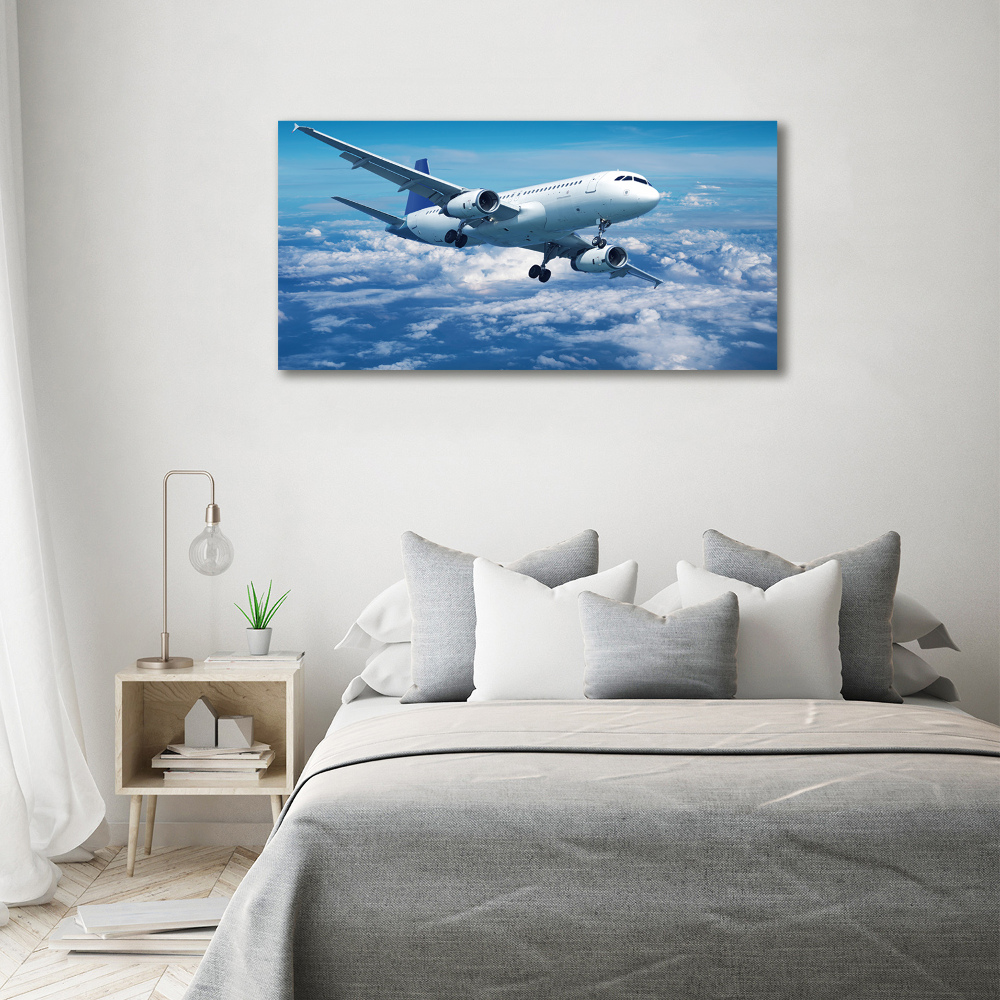 Tableau sur verre acrylique Avion dans les nuages