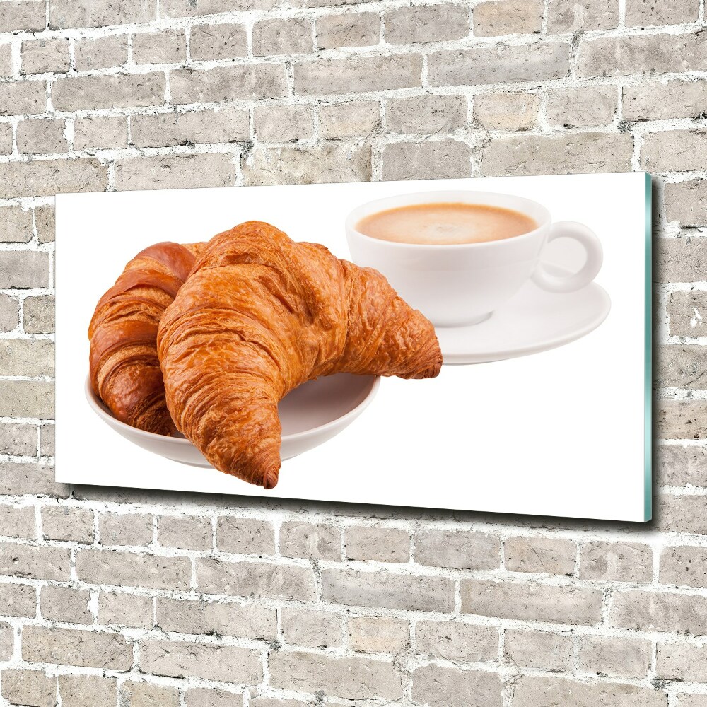 Tableau sur verre acrylique Croissants et café