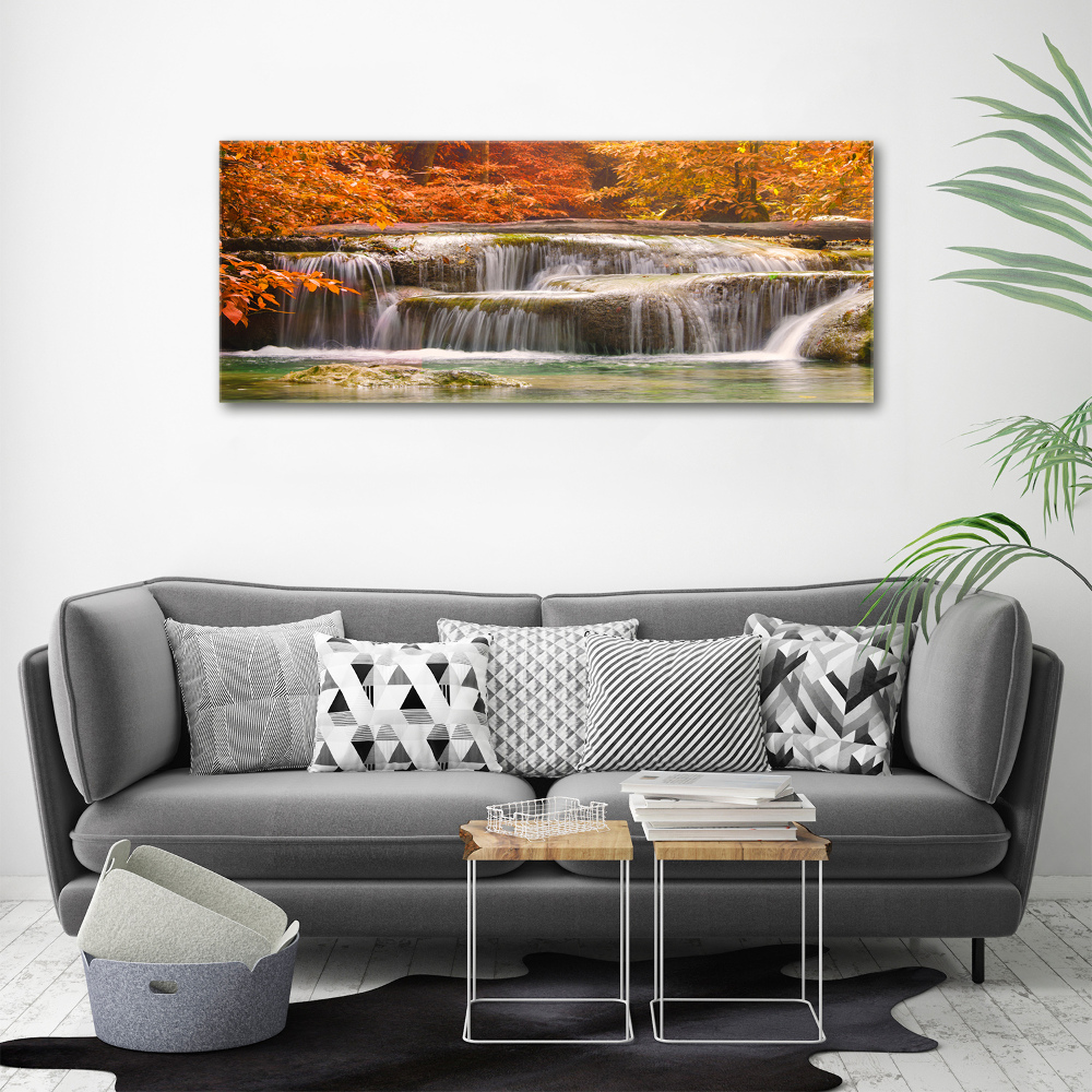 Tableau acrylique Chute d'eau en automne