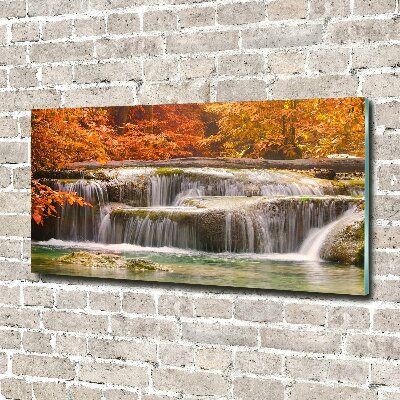 Tableau acrylique Chute d'eau en automne