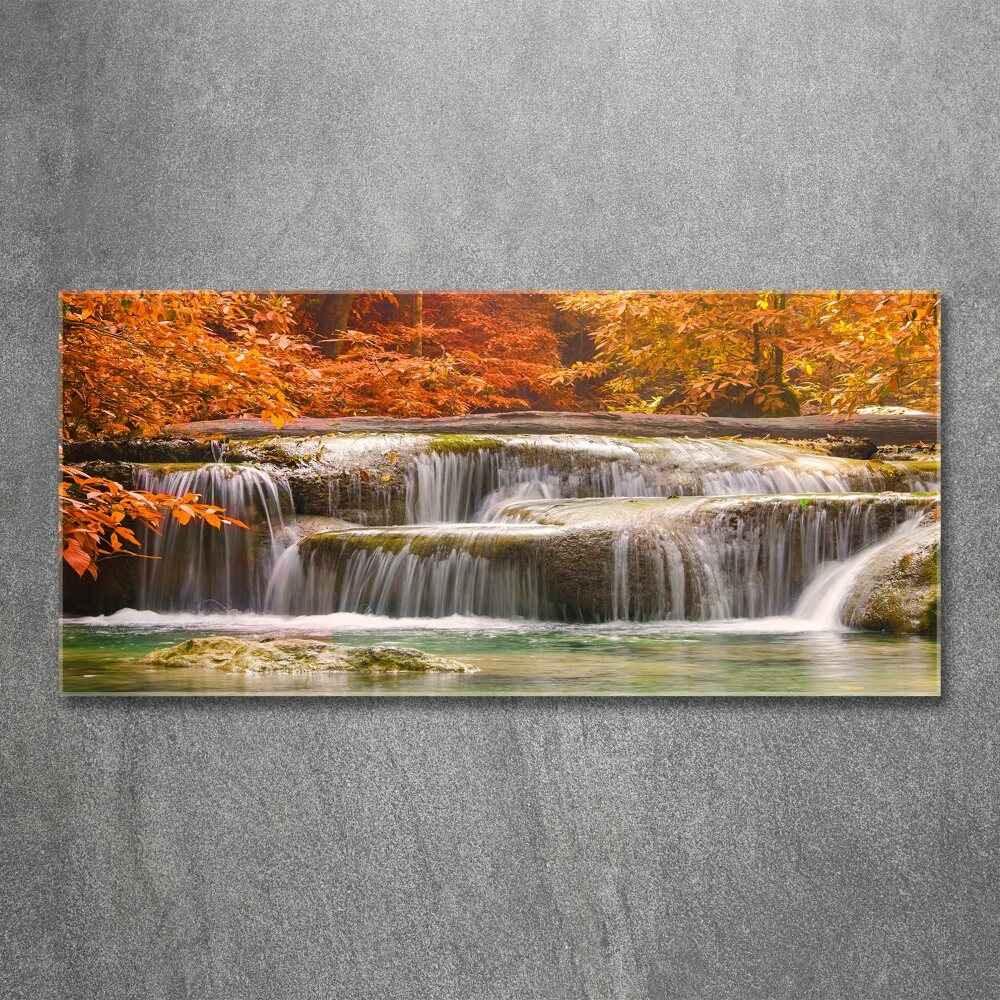 Tableau acrylique Chute d'eau en automne