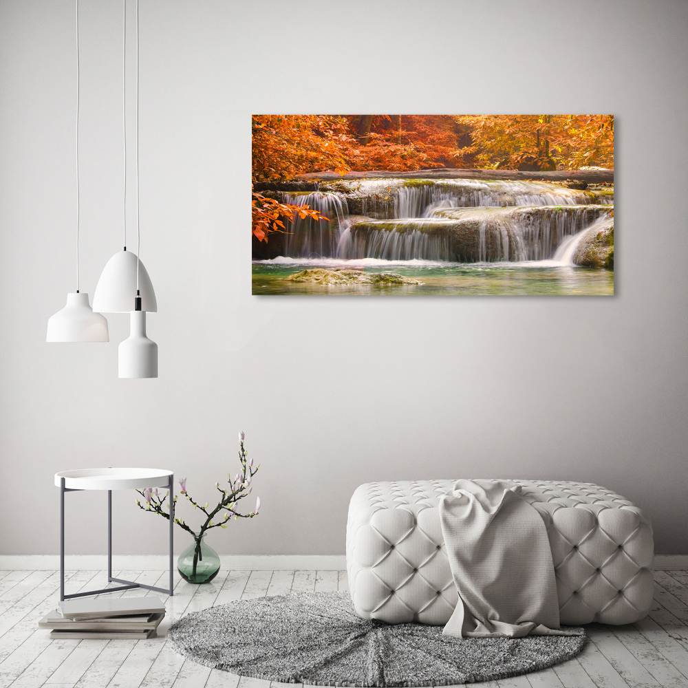 Tableau acrylique Chute d'eau en automne