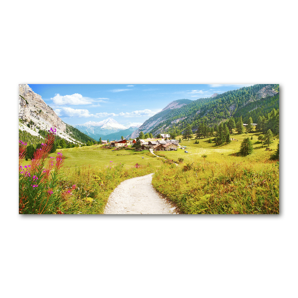 Tableau sur verre acrylique Pâturage dans les Alpes