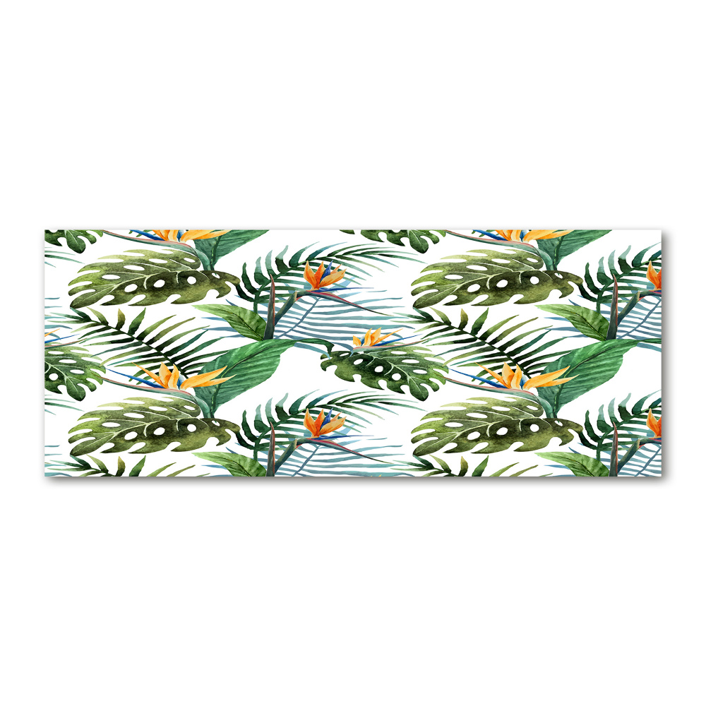 Tableau acrylique Feuilles de monstera exotique