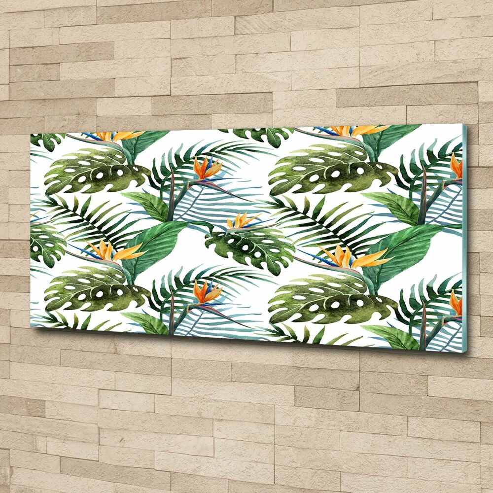 Tableau acrylique Feuilles de monstera exotique