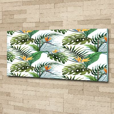 Tableau acrylique Feuilles de monstera exotique