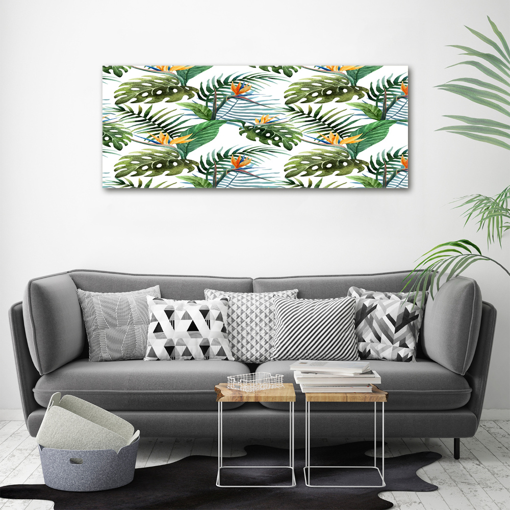 Tableau acrylique Feuilles de monstera exotique