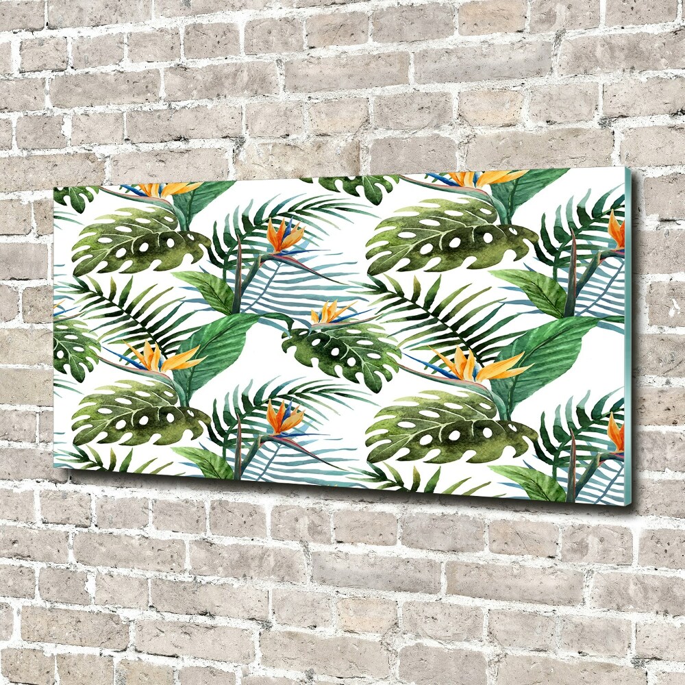 Tableau acrylique Feuilles de monstera exotique