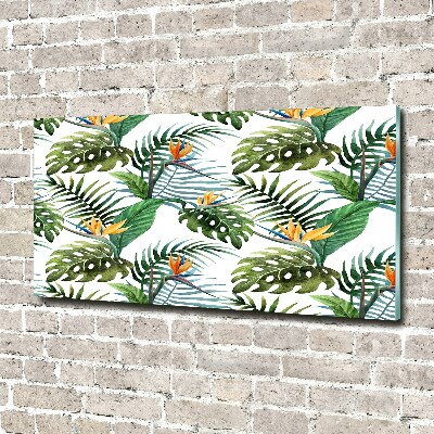 Tableau acrylique Feuilles de monstera exotique