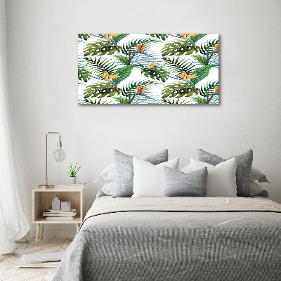 Tableau acrylique Feuilles de monstera exotique