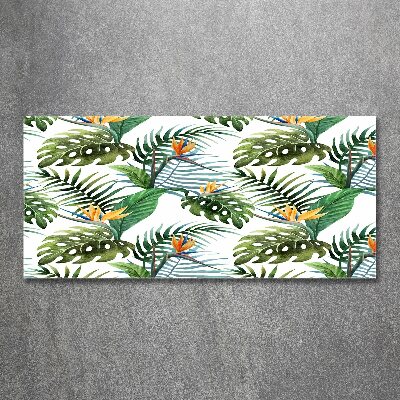 Tableau acrylique Feuilles de monstera exotique