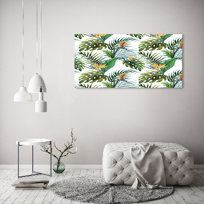 Tableau acrylique Feuilles de monstera exotique