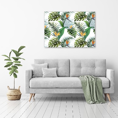 Tableau acrylique Feuilles de monstera exotique