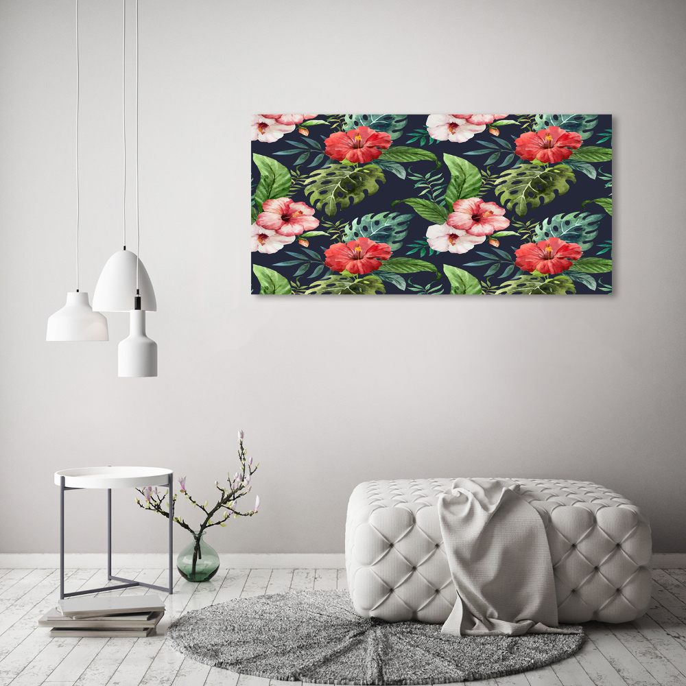 Tableau en acrylique Fleurs et feuilles exotiques