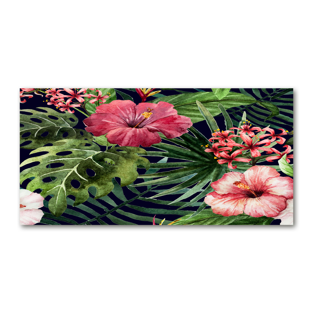 Tableau verre acrylique Fleurs tropicales