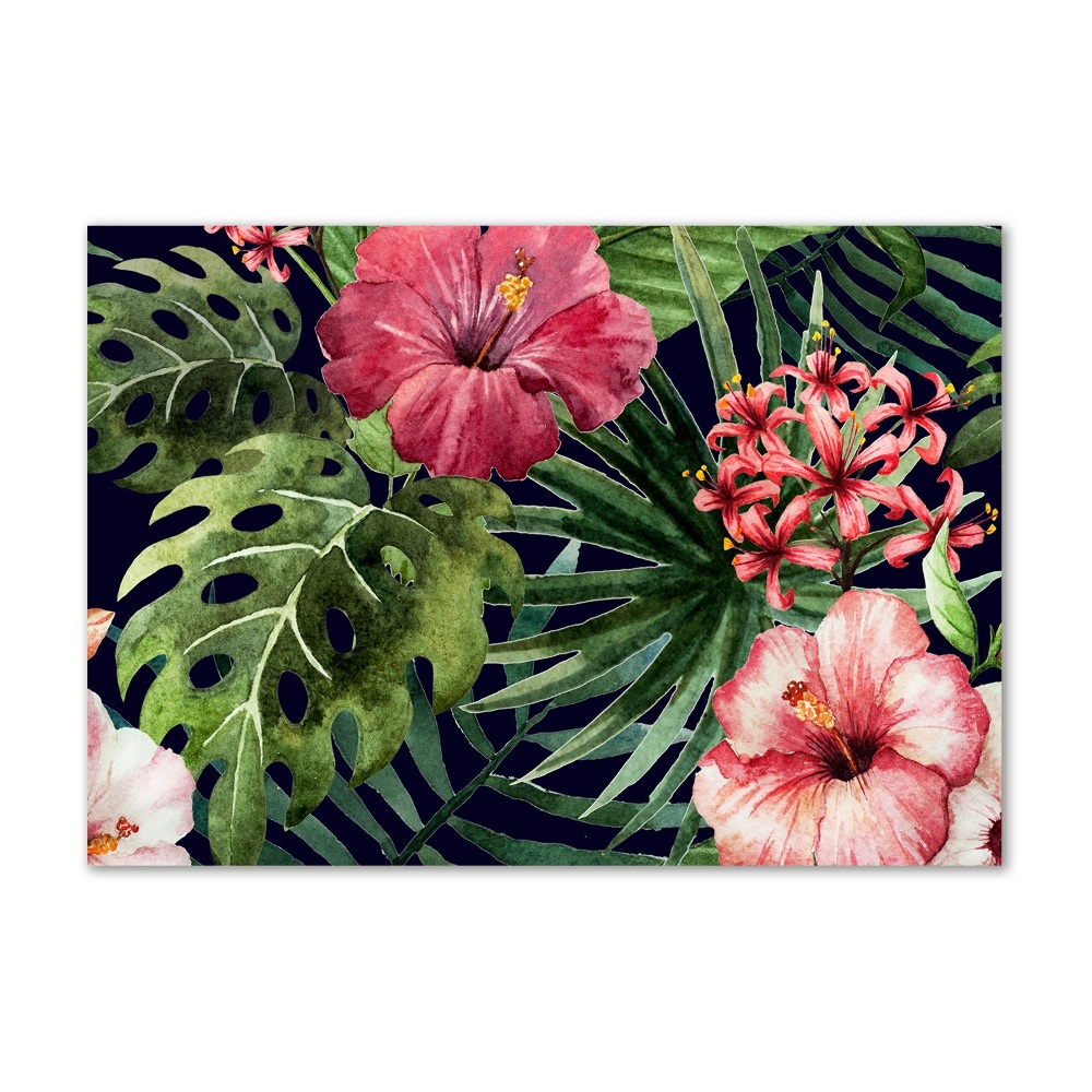 Tableau verre acrylique Fleurs tropicales