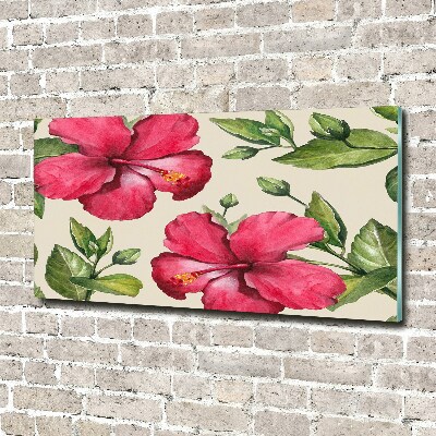 Tableau verre acrylique Hibiscus rose