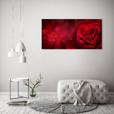 Tableau sur verre acrylique Rose rouge de cœur