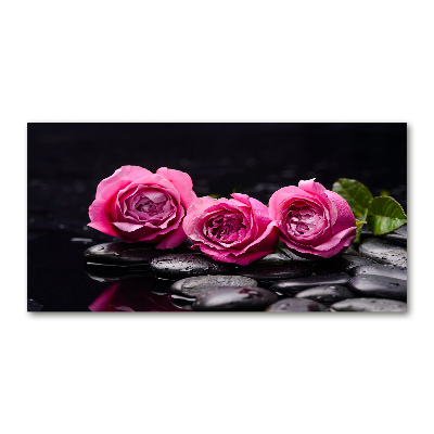 Tableau verre acrylique Roses roses