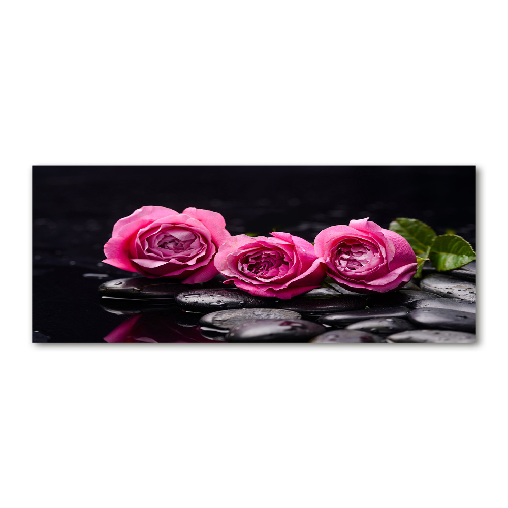 Tableau verre acrylique Roses roses