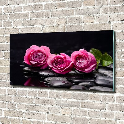 Tableau verre acrylique Roses roses