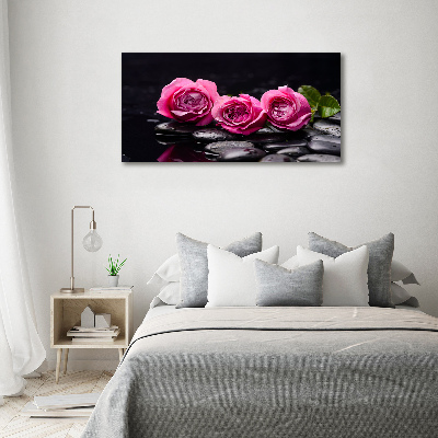 Tableau verre acrylique Roses roses