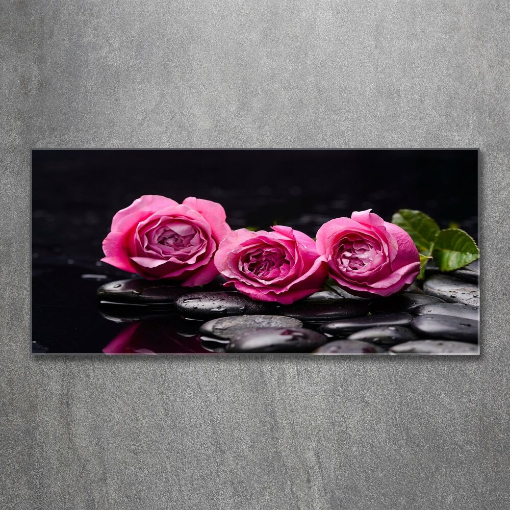 Tableau verre acrylique Roses roses