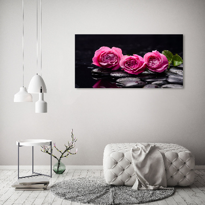 Tableau verre acrylique Roses roses