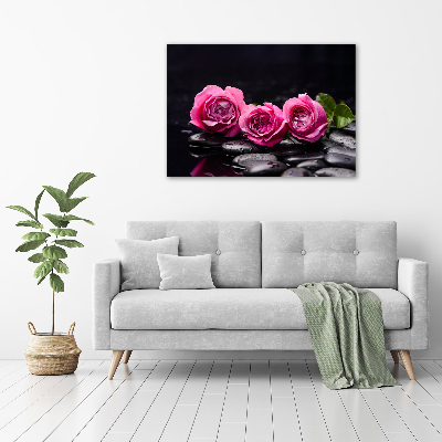 Tableau verre acrylique Roses roses