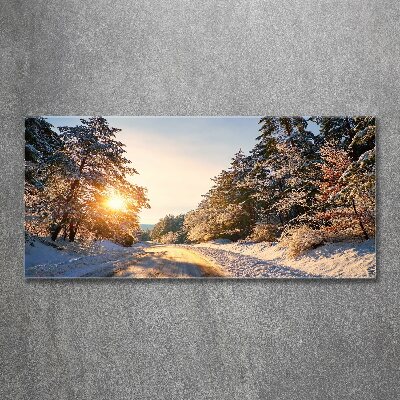 Acrylique tableau Route dans la forêt en hiver