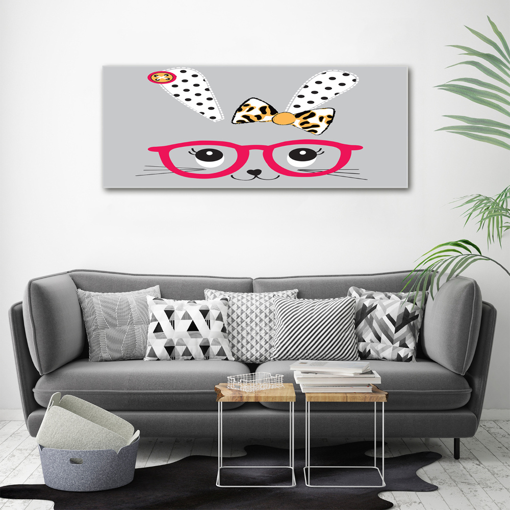 Tableau sur verre acrylique Lapin à lunettes