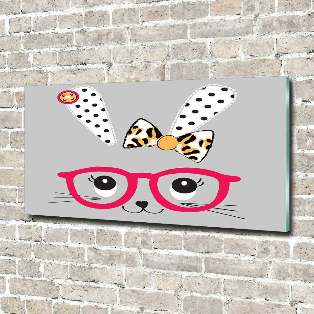 Tableau sur verre acrylique Lapin à lunettes