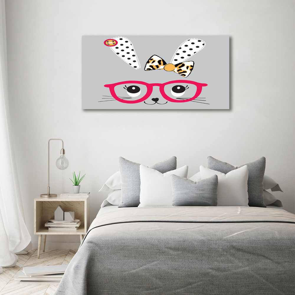 Tableau sur verre acrylique Lapin à lunettes