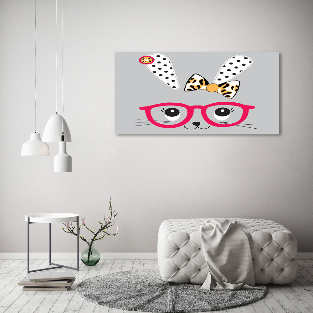 Tableau sur verre acrylique Lapin à lunettes