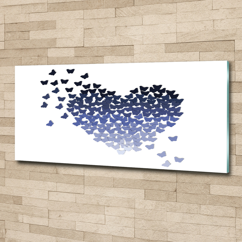 Tableau sur verre acrylique Coeur en papillons