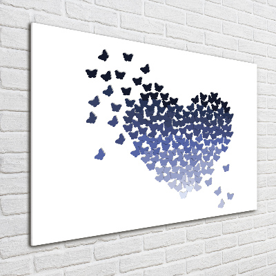 Tableau sur verre acrylique Coeur en papillons