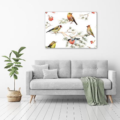 Tableau sur verre acrylique Plante forestière oiseaux