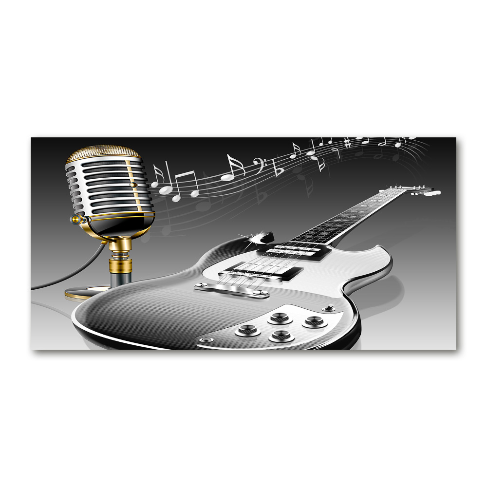 Tableau verre acrylique Guitare et microphone