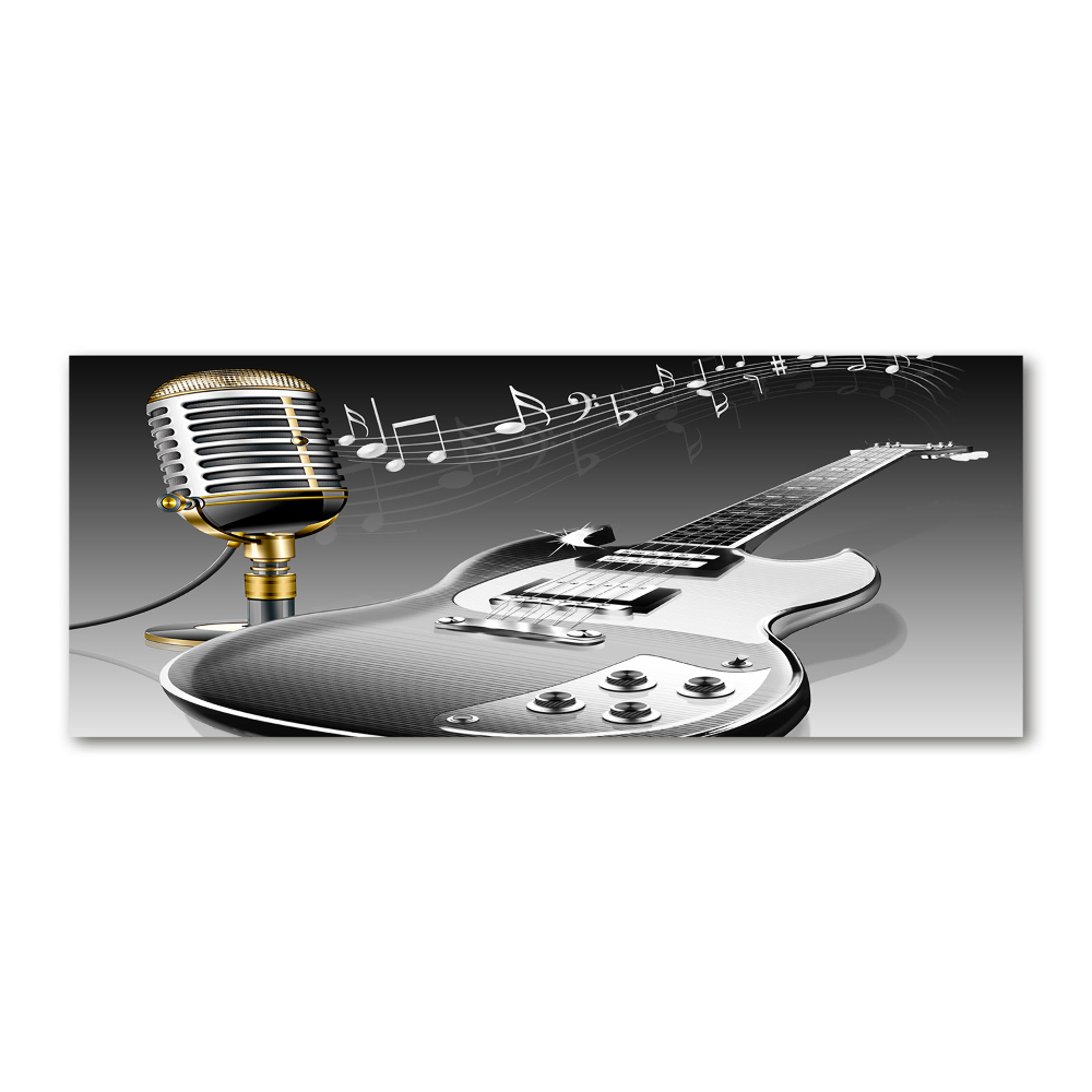 Tableau verre acrylique Guitare et microphone