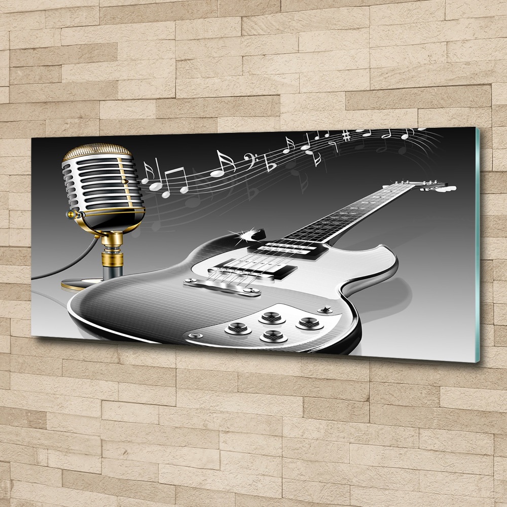 Tableau verre acrylique Guitare et microphone