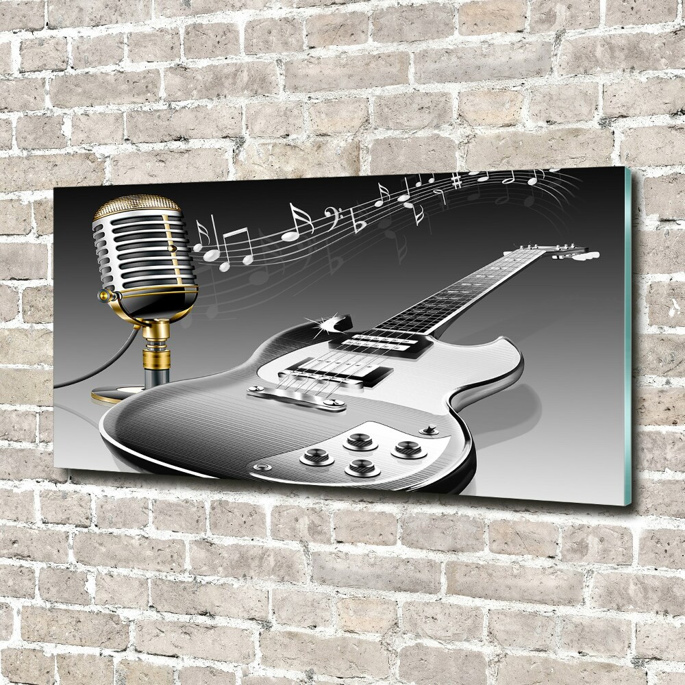 Tableau verre acrylique Guitare et microphone