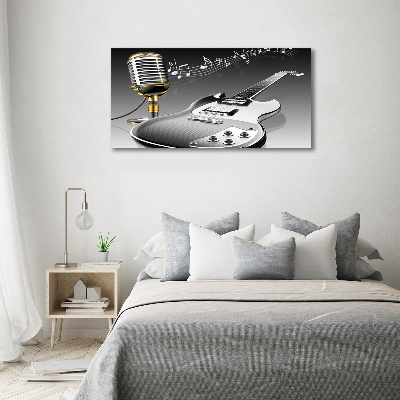 Tableau verre acrylique Guitare et microphone