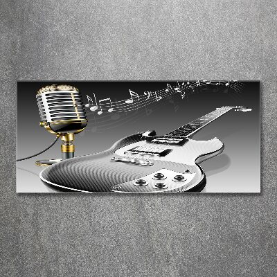 Tableau verre acrylique Guitare et microphone