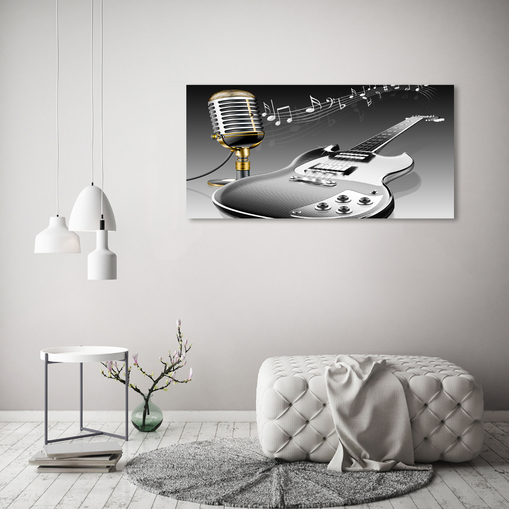 Tableau verre acrylique Guitare et microphone